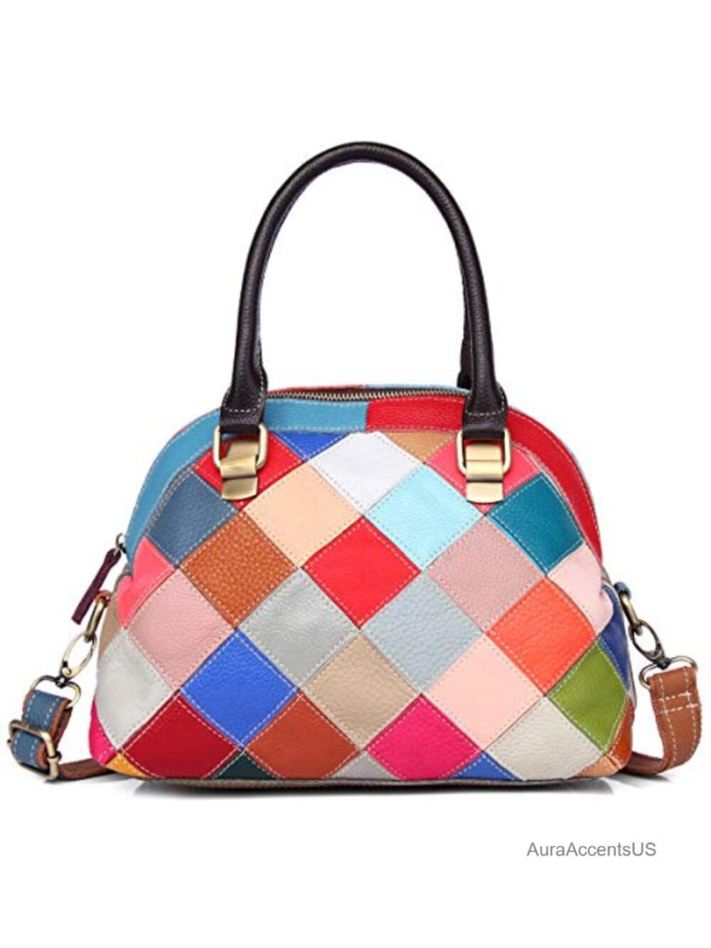 Genuine Leather Shell Tote Bag 3-Way Crossbody Handbag
